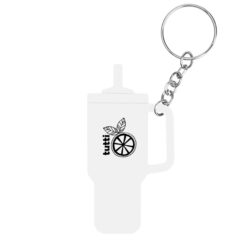 Intrepid Tumbler-Shaped Silicone Key Ring - 20106_WHT_Padprint