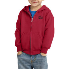 Port & Company® Toddler Core Fleece Full-Zip Hooded Sweatshirt - 6475-Red-1-CAR78TZHRedModelFront-1200W