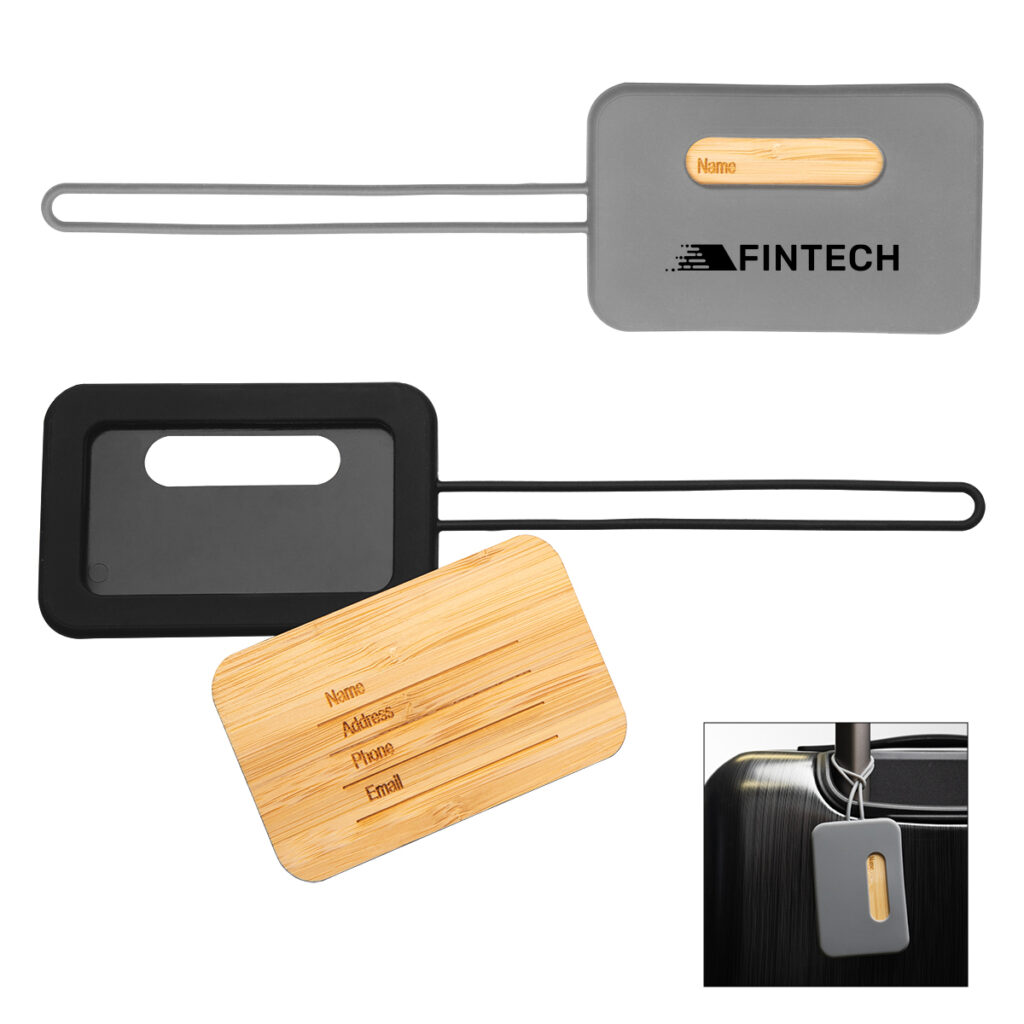 First Class Bamboo and Silicone Luggage Tag - 9755_group