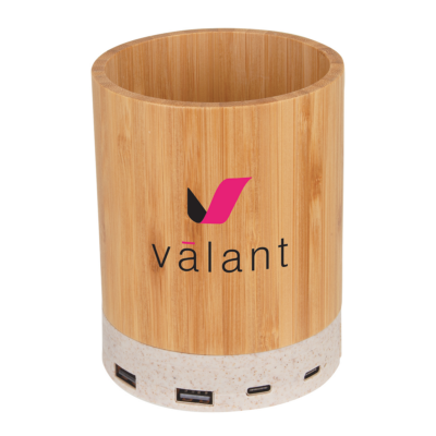 Bamboo Pen Cup with 10W Wireless Charger