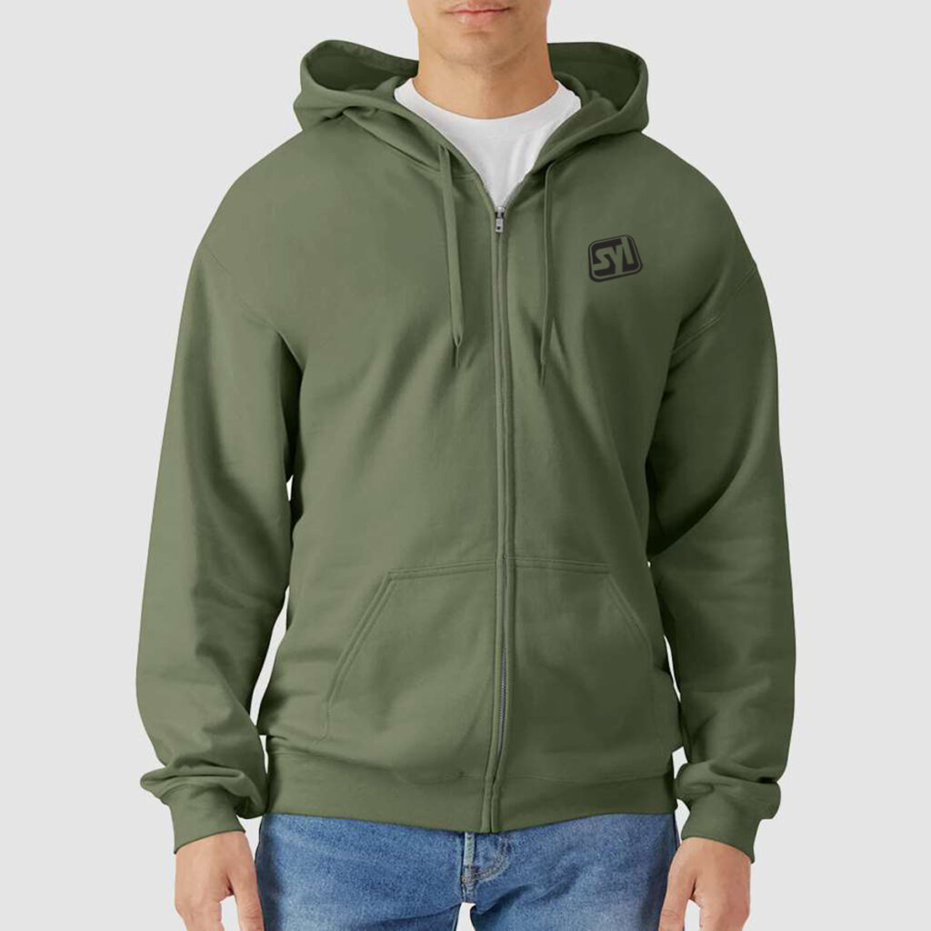 Gildan® Softstyle® Full-Zip Hooded Sweatshirt - Gildan_SF600_Military_Green_Front_High_Model