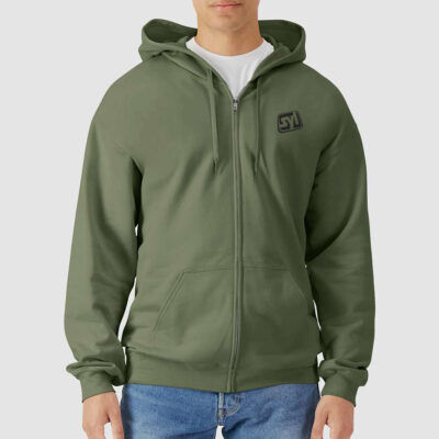 Gildan_SF600_Military_Green_Front_High_Model