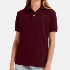 Hanes® Youth Ecosmart® Jersey Polo - Hanes_054Y_Maroon_Front_High_Model