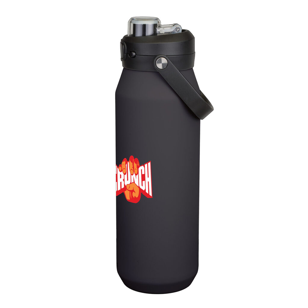 Rivers Double Wall Stainless Bottle with Sports Lid – 32 oz - KB-45-BLACK-SIDE-RGB-scaled