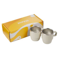 Doppio Stackable Recycled Mug Set – 6 oz - 1602-12CR_B_GIFTBOX