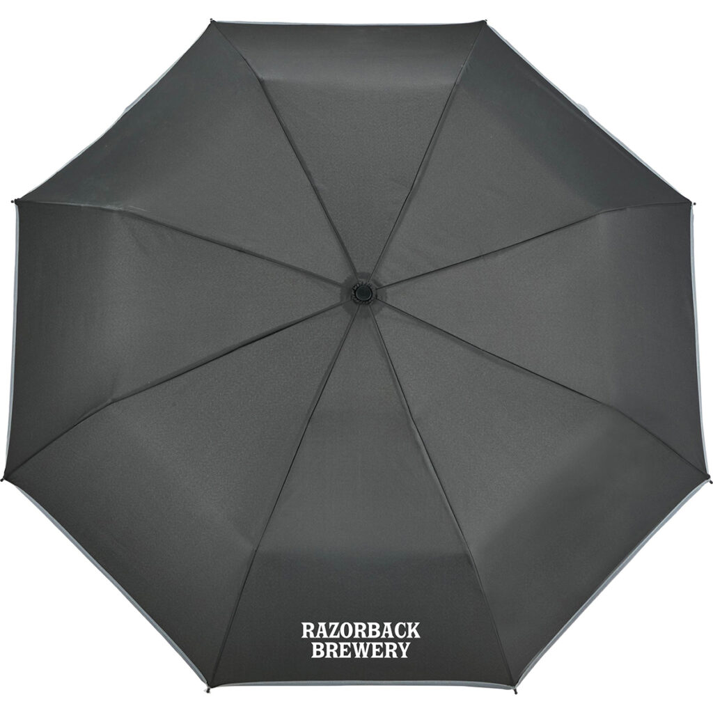 rPET Umbrella with Reflective Trim – 48″ - 5050-08BK_D_FR