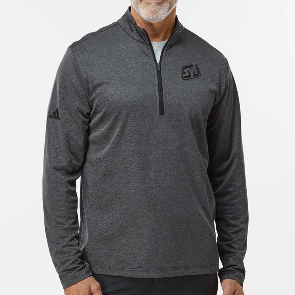 Adidas Space Dyed Quarter-Zip Pullover - Adidas_A593_Black_Melange_Front_High_Model