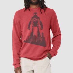 BELLA + CANVAS Sponge Fleece Raglan Crewneck Sweatshirt - BELLA__CANVAS_3901_Heather_Red_Front_High_Model