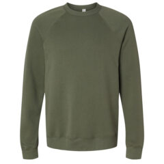 BELLA + CANVAS Sponge Fleece Raglan Crewneck Sweatshirt - BELLA__CANVAS_3901_Military_Green_Front_High