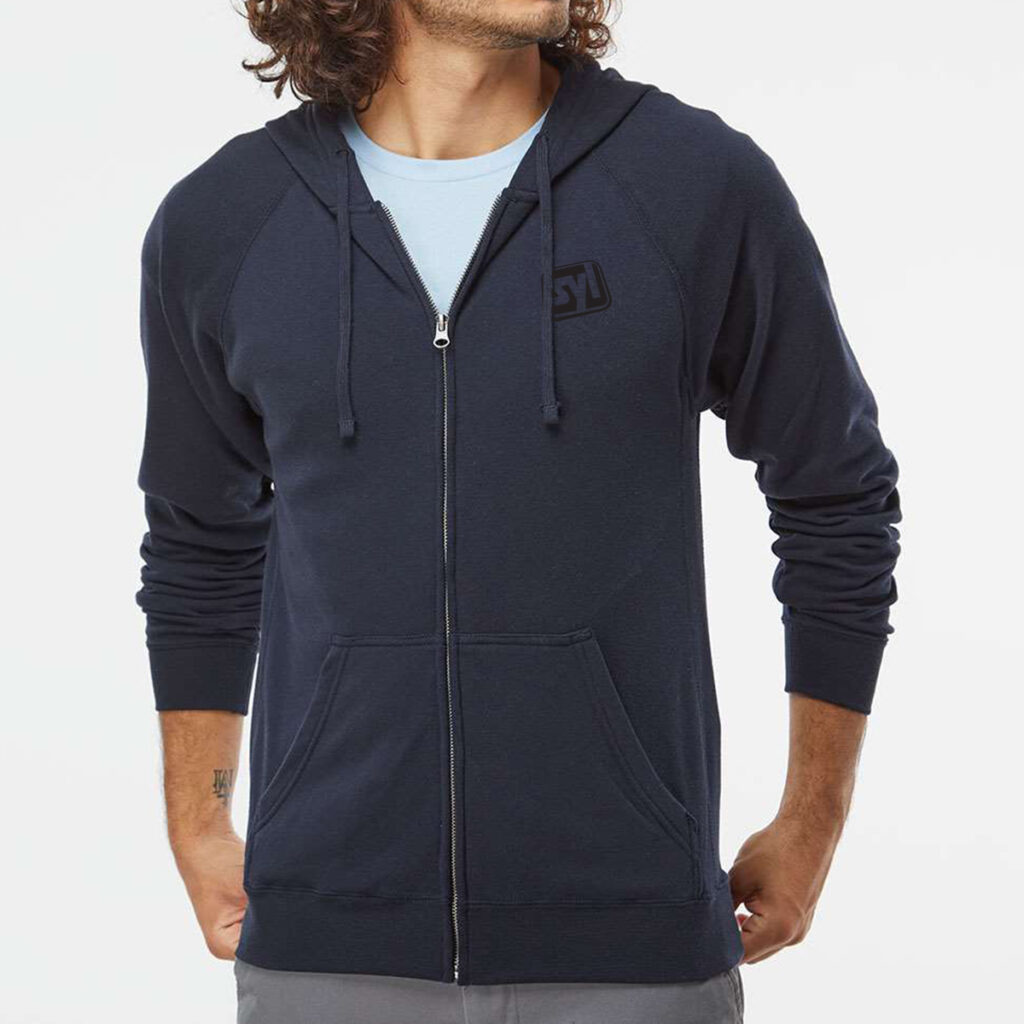 Independent Trading Co. Special Blend Raglan Full-Zip Hooded Sweatshirt - Independent_Trading_Co_PRM33SBZ_Classic_Navy_Front_High_Model