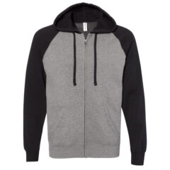 Independent Trading Co. Special Blend Raglan Full-Zip Hooded Sweatshirt - Independent_Trading_Co_PRM33SBZ_Nickel_Heather-_Black_Front_High