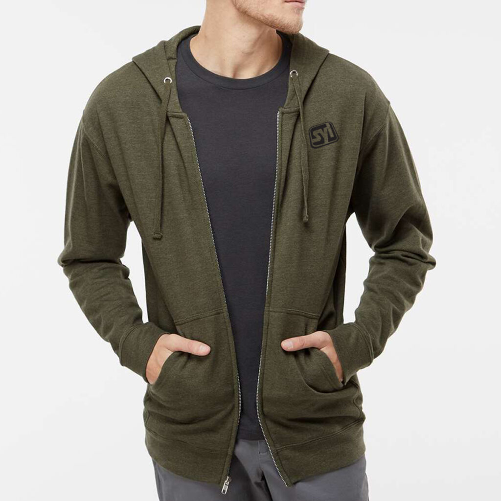 Independent Trading Co. Midweight Full-Zip Hooded Sweatshirt - Independent_Trading_Co_SS4500Z_Army_Heather_Front_High_Model