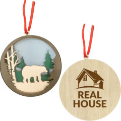 Bear in Woods Layered Wood Ornament - WDLORNP__43200