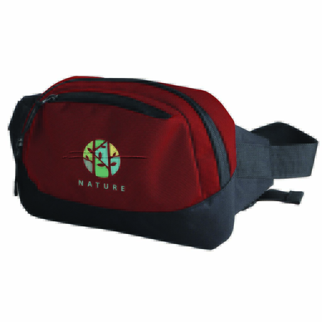 rPET Deluxe Padded Belt Bag / Fanny Pack - BAG602_RED_DIGITEK-TRANSFER-FLAT