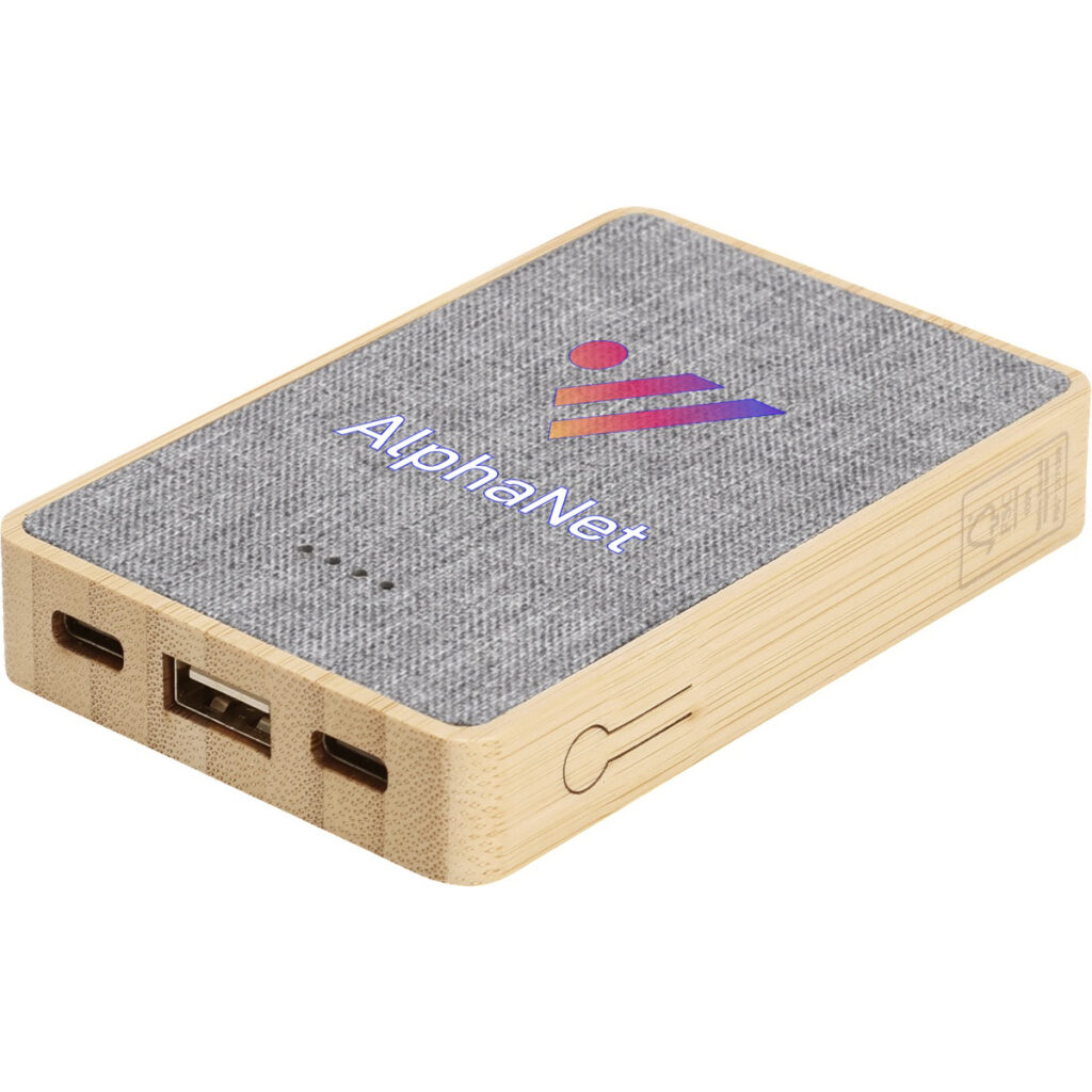 Dual Port Bamboo/rPET Powerbank 5,000mAh - lg_10526