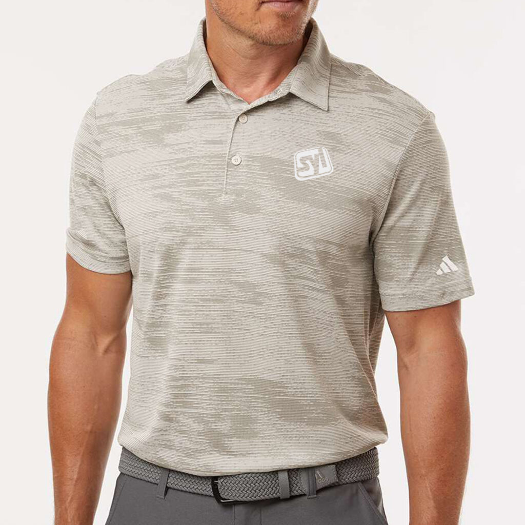 Adidas Ultimate365 Textured Stripe Polo - Adidas_A2005_Alumina-_Silver_Pebble_Front_High_Model