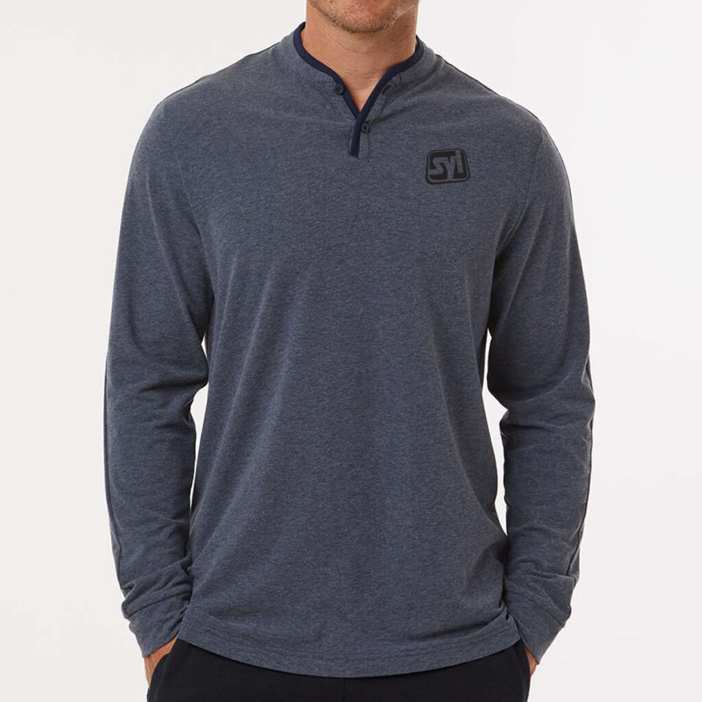 Adidas Henley Long Sleeve Tee - Adidas_A597_Collegiate_Navy_Melange_Front_High_Model