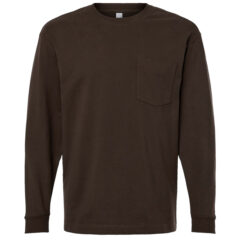 American Apparel Super Heavyweight Long Sleeve Pocket Tee - American_Apparel_9410_Brown_Front_High