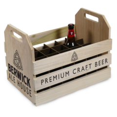 Wood Display Crate with Removable 24-Pocket Dividers