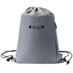 RejuVe® Moto Recycled Heather Drawstring Bag - Blue-656991-dr116-blue-zoom