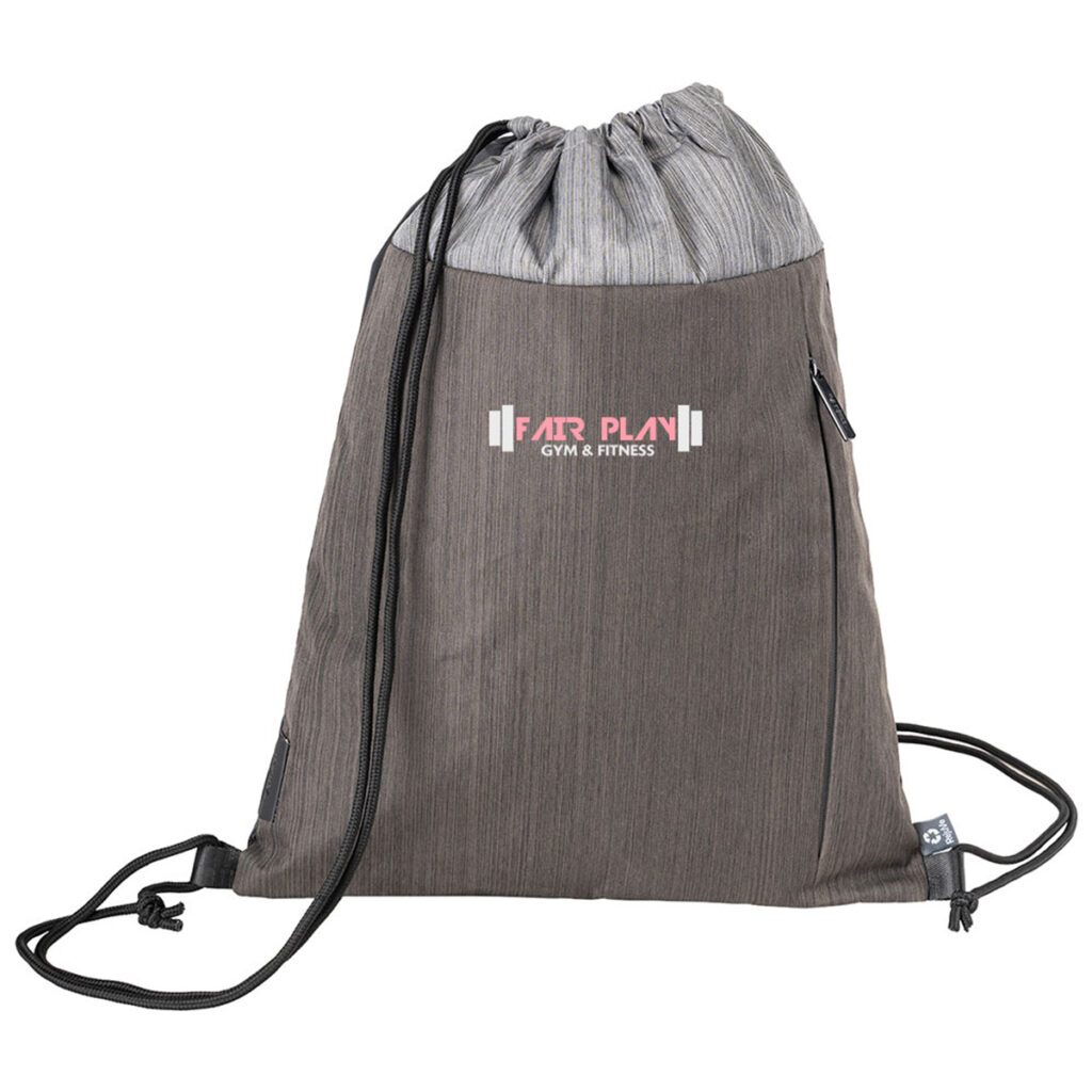 RejuVe® Moto Recycled Heather Drawstring Bag - Brown-579512-dr116-brown-zoom
