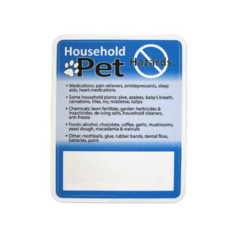 Household Pet Hazards Decal - Household Pet Hazards Decal 8211 Royal