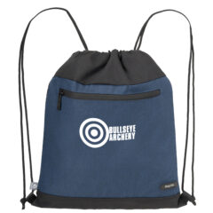 RejuVe® Milano Recycled Heather Drawstring Bag - Navy-583249-dr104-navy-zoom
