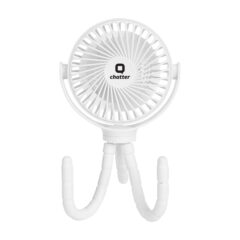 Portable Rechargeable Fan with Flexible Tripod - 80287_WHT_Padprint