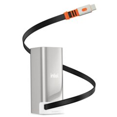 Dynamis Metallic 20,000 mAh High Capacity Power Bank with Retractable Cable