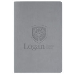 Flex Recycled Paper Notebook – 5.5″ x 8″ - NB805_GY_Front_Deboss_Deco