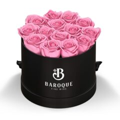 Classique by VeF Small Round Hat Box Floral Arrangement - Classique by VeF Small Round Hat Box Floral Arrangement 8211 Black 8211 Pink