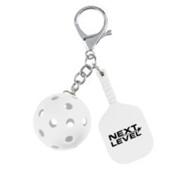 Pickleball Keychain - 20124_WHT_Padprint