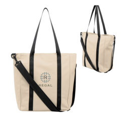 Hudson rPET Leatherette Computer Tote Bag - 30184_BEIGE_Colorbrite