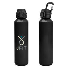 Travis Recycled Aluminum Bottle with Carabiner – 27 oz - 50318_BLK_Colorbrite