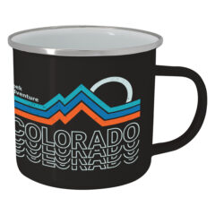 Full Color Steel Campfire Mug – 16 oz - 56045_BLKWHT_Megabrite