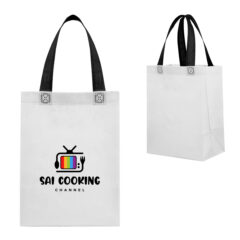 Bennett Recycled Non-Woven Tote Bag - 30199_WHTBLK_Colorbrite