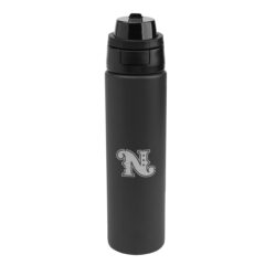 Pop Sip & Chug Recycled Single Wall Stainless Steel Bottle – 32 oz - 50433_BLKBLK_Laser