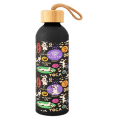 Full Color Blaire Recycled Aluminum Bottle With Bamboo Lid – 25 oz - 550254_BLK_Megabrite