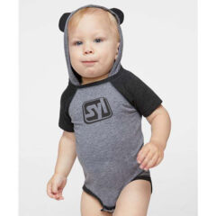 Rabbit Skins Infant Fine Jersey Raglan Bodysuit with Hood & Ears
