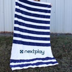 Shorebuddy Beach Towel in a Drawstring Backpack - shorebuddy-navy-decorated-02