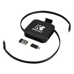 Retractable USB-C Charging Cable Pack with Tip Attachments