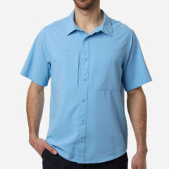 CORE365 Men’s UltraUVP Shoreline Short Sleeve Staff Shirt - CORE365_CE520_Columbia_Blue_Front_High_Model
