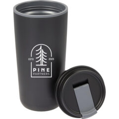 Cooper Recycled Double Wall Plastic Tumbler with Hinging Flap Lid – 16 oz - 1602-45BK_D_DETAIL