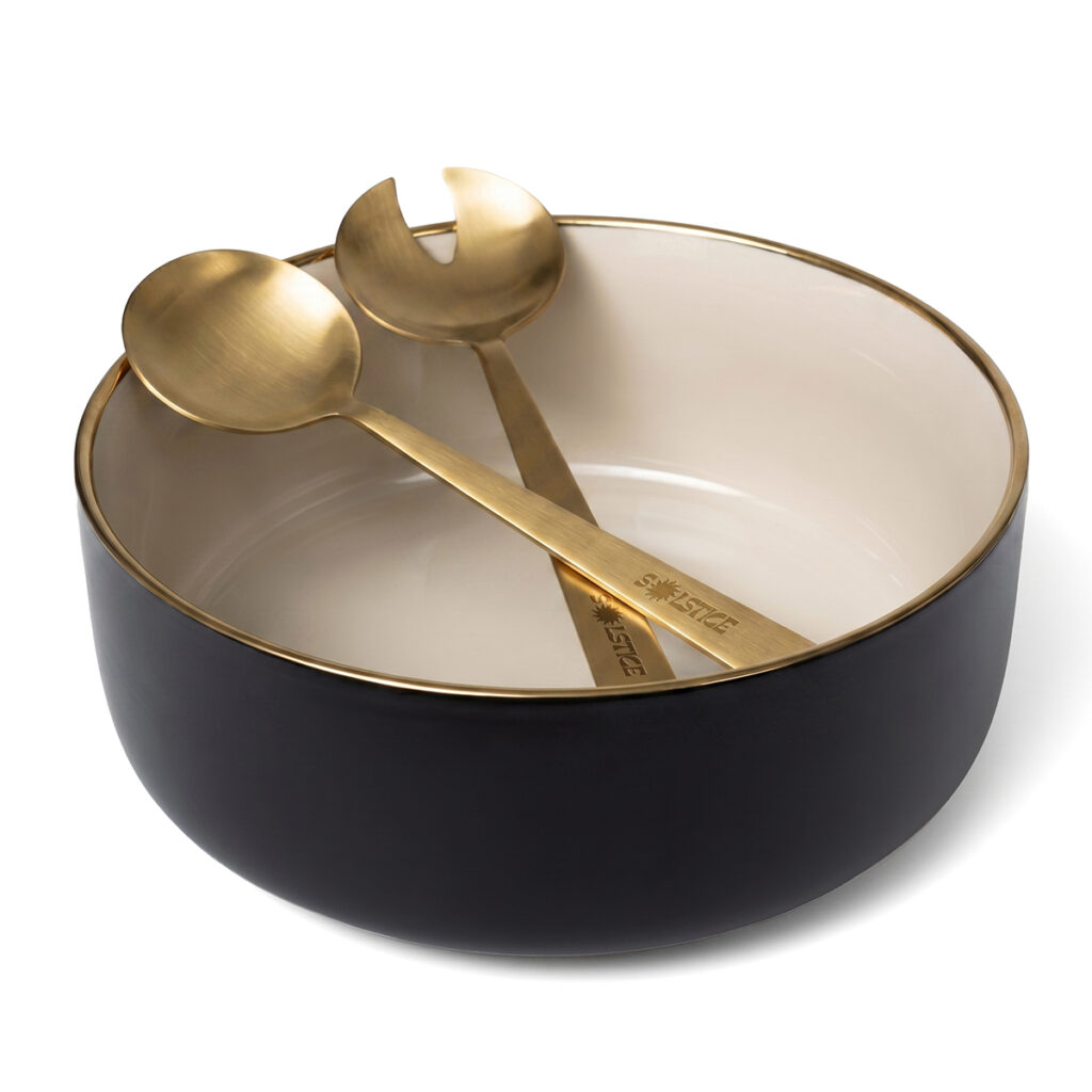 Solstice Porcelain Bowl and Serving Utensil Set - bg