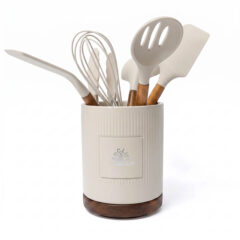 Radcliffe Stoneware Utensil Holder and Spatula Set - bone1