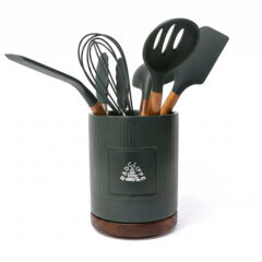 Radcliffe Stoneware Utensil Holder and Spatula Set - evgr