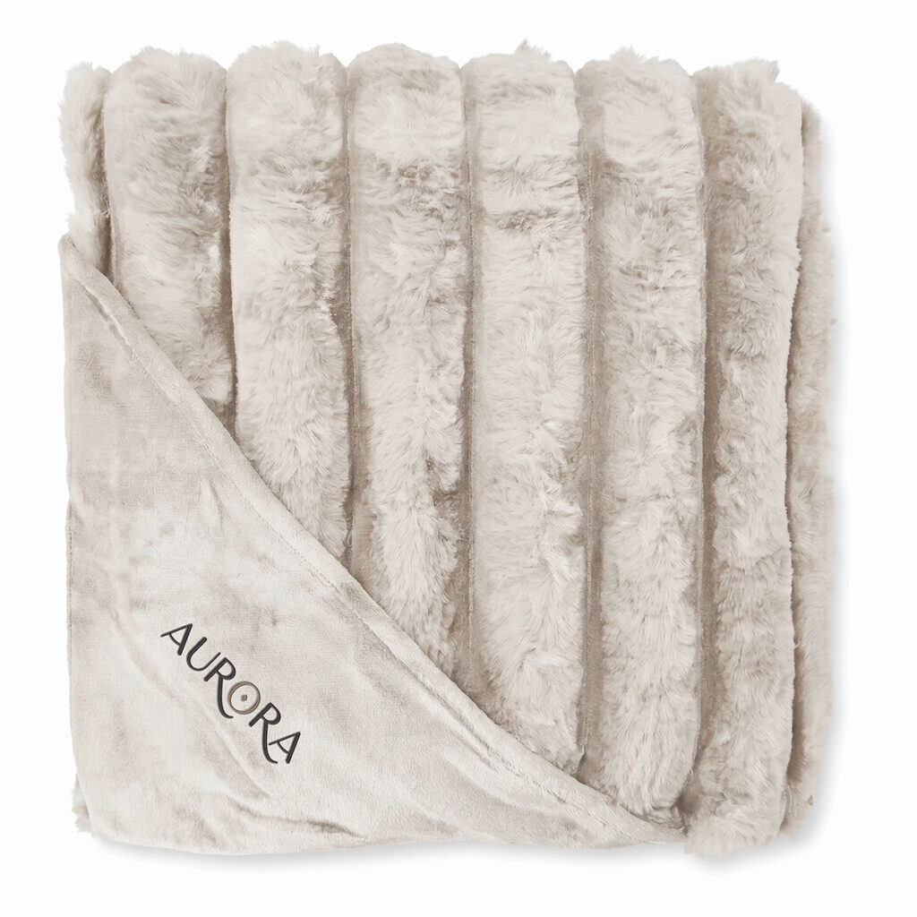 Aurora Faux Fur Polyester Blanket - latte