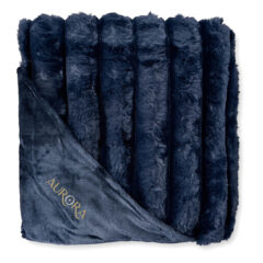 Aurora Faux Fur Polyester Blanket - navy