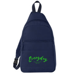 Eco-Friendly Quilted Sling Backpack - navy