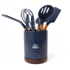 Radcliffe Stoneware Utensil Holder and Spatula Set - nbl